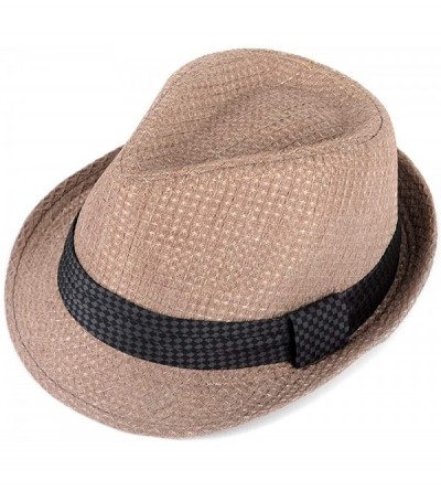 Fedoras Unisex Summer Short Brim Fedora - Hats for Men & Women + Panama Hats & Straw Hats - C617YHRO7ZH $26.94