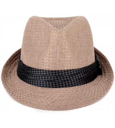 Fedoras Unisex Summer Short Brim Fedora - Hats for Men & Women + Panama Hats & Straw Hats - C617YHRO7ZH $15.31