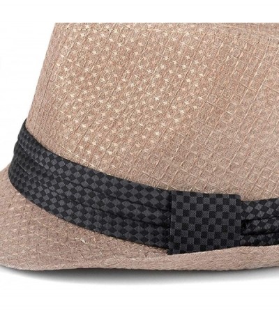 Fedoras Unisex Summer Short Brim Fedora - Hats for Men & Women + Panama Hats & Straw Hats - C617YHRO7ZH $15.31