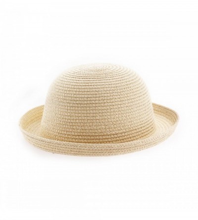 Sun Hats Fashion Beach Cap Bowknot Roll-up Wide Brim Dome Straw Summer Sun Hat (Beige) - CN12ECX1M9P $12.01