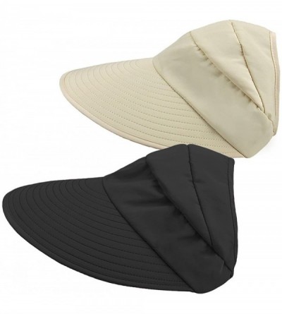 Sun Hats Sun Hats for Women Wide Brim UV Protection Sun Hat Summer Beach Packable Visor - _Black+ Beige - CK18C0WYK4A $30.91