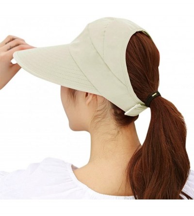 Sun Hats Sun Hats for Women Wide Brim UV Protection Sun Hat Summer Beach Packable Visor - _Black+ Beige - CK18C0WYK4A $11.31