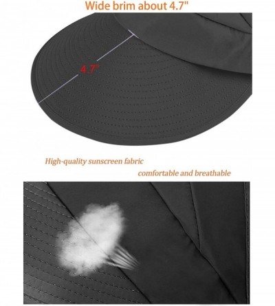 Sun Hats Sun Hats for Women Wide Brim UV Protection Sun Hat Summer Beach Packable Visor - _Black+ Beige - CK18C0WYK4A $11.31