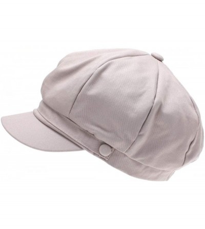 Newsboy Caps Women's Classic Solid Color Cotton Elastic Back Baker Newsboy Cabbie Cap Hat. - Grey - CD1960QTMUU $16.81