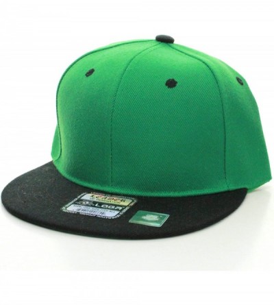 Baseball Caps Classic Flat Bill Visor Blank Snapback Hat Cap with Adjustable Snaps - Green-black - CE1863YXYLU $10.57