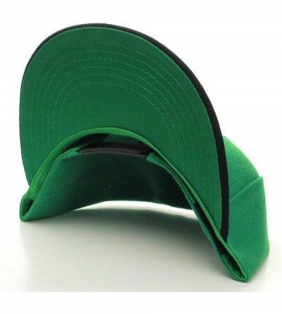 Baseball Caps Classic Flat Bill Visor Blank Snapback Hat Cap with Adjustable Snaps - Green-black - CE1863YXYLU $10.57