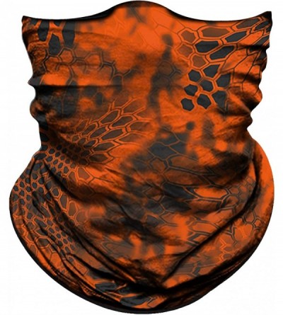 Balaclavas Seamless Bandana Face Mask Rave Men Women for Dust Sun Wind Protection - Python Skin Gray Orange - CQ18WEDKEQY $21.13