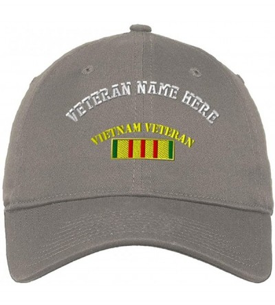 Baseball Caps Custom Low Profile Soft Hat Vietnam Flag Embroidery Veteran Name Cotton Dad Hat - Light Grey - CE18QSHAG9U $17.20
