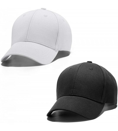 Baseball Caps Leisure Outdoor Top Level Baseball Cap Men Women - Classic Adjustable Plain Hat - Black and White 2 Pieces - CM...
