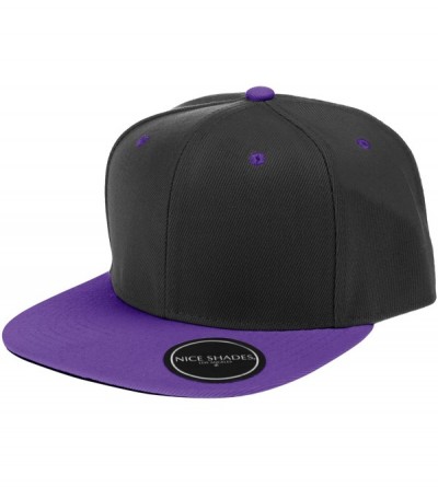 Baseball Caps Classic Flat Bill Visor Blank Snapback Hat Cap with Adjustable Snaps - Black - Purple - C8119R34U1N $19.55