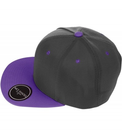 Baseball Caps Classic Flat Bill Visor Blank Snapback Hat Cap with Adjustable Snaps - Black - Purple - C8119R34U1N $10.03