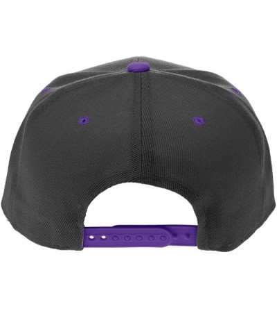 Baseball Caps Classic Flat Bill Visor Blank Snapback Hat Cap with Adjustable Snaps - Black - Purple - C8119R34U1N $10.03