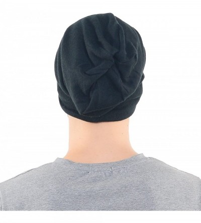 Skullies & Beanies Mens Slouchy Knit Beanie Summer Winter Skullcap Hats B306 - Solid-black - CD11NP33XOL $11.52