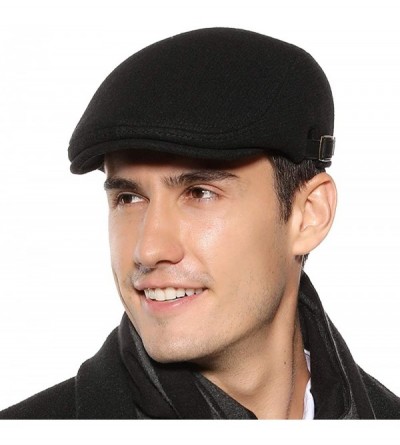 Newsboy Caps Mens Newsboy Cap Winter Cotton Beret Hat Cabbie Flat Cap - Black - CP18Y9MQKW4 $12.09