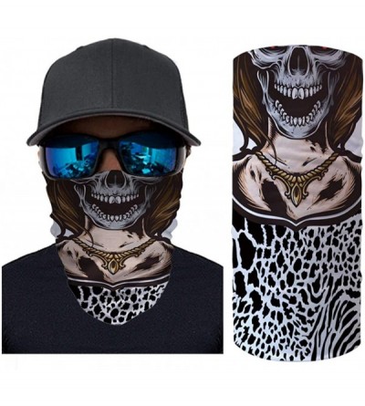 Balaclavas Seamless Bandana for Men Women Outdoors Neck Gaiter Scarf Dust Wind Balaclava Headwear - Skull Leopard - CY197TXKG...