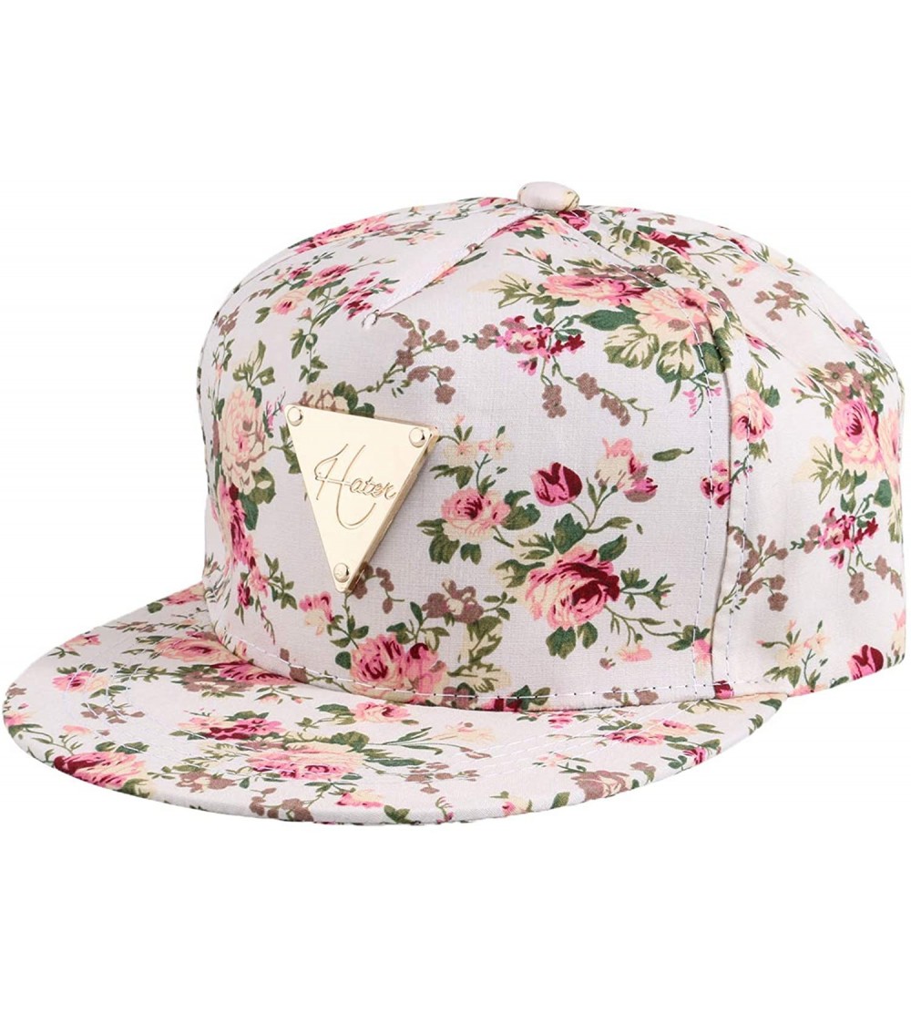 Baseball Caps Fashion Floral Snapback Hip-Hop Hat Flat Peaked Baseball Cap for Four Seasons - Beige - C012CG5VDYZ $11.71