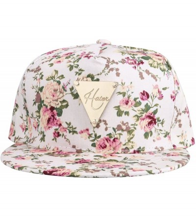 Baseball Caps Fashion Floral Snapback Hip-Hop Hat Flat Peaked Baseball Cap for Four Seasons - Beige - C012CG5VDYZ $11.71
