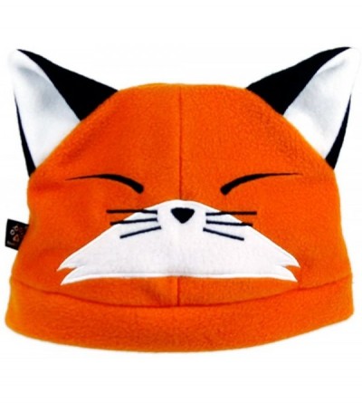 Skullies & Beanies Kitsune Fox Hat with Foxy Ears Fleece Embroidered Animal Face Beanie Orange - CG11I6EDG8R $39.42