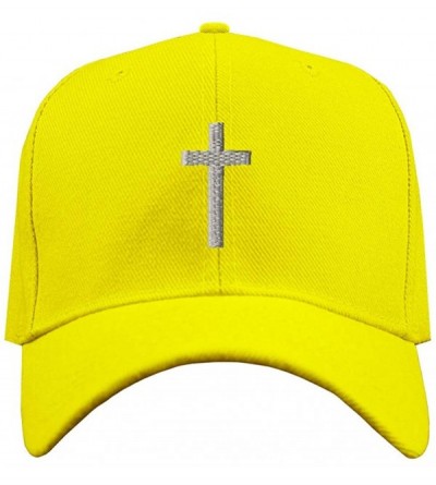 Baseball Caps Baseball Cap Cross Silver Embroidery Acrylic Dad Hats for Men & Women Strap - Yellow Design Only - CG12L4FWMBB ...