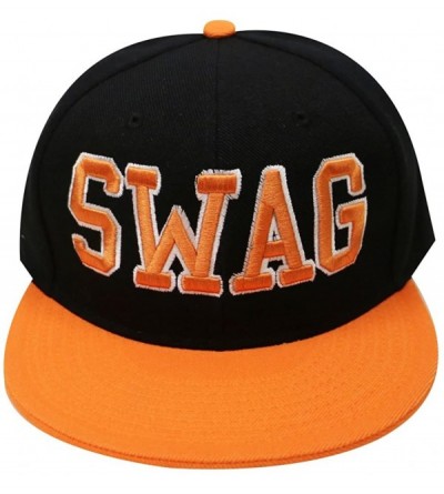 Baseball Caps Swag Snapback Caps - Black/Orange - C918DHQS3RU $27.18