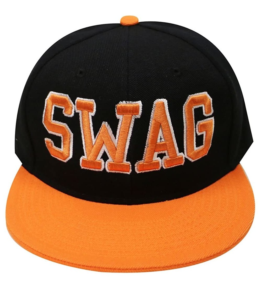Baseball Caps Swag Snapback Caps - Black/Orange - C918DHQS3RU $16.24