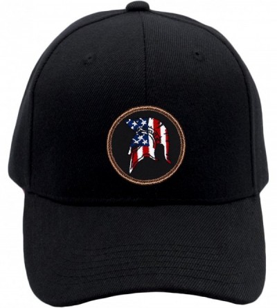 Baseball Caps Patriotic Spartan Hat/Ballcap! Adjustable-Back Ball Cap with Embroidered Patriotic Spartan Helmet - Black - C51...