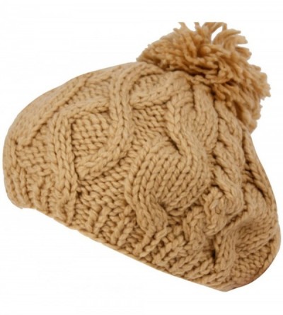 Berets Women Winter Warm Ski Knitted Crochet Baggy Skullies Cap Beret Hat - Br1663khaki - CI187GC4Y83 $9.50
