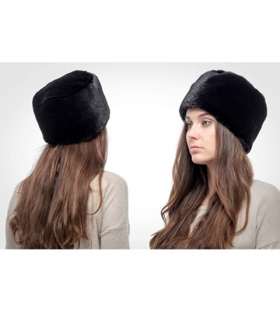 Bomber Hats Faux Fur Russian Hat for Women - Soft Velvet Fur - Comfy Cossack Style - Black Rabbit - CM18ARR9M4Z $18.25