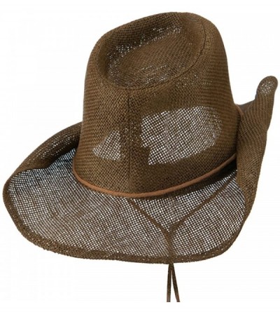Cowboy Hats Fashion Straw Cowboy Hat with Chin Cord - Brown - CX11E8U3FOD $30.71