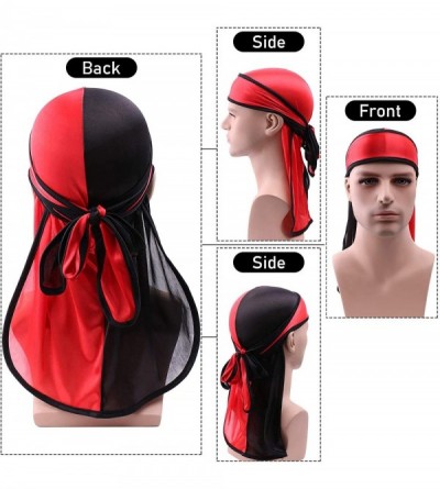 Skullies & Beanies 3PCS Silky Durags Pack for Men Waves- Satin Headwrap Long Tail Doo Rag- Award 1 Wave Cap - Style4 - C118Z2...