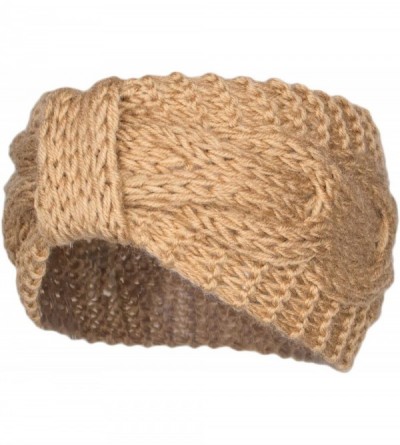 Cold Weather Headbands Warm Winter Braided Knot Headband Wrap- Chunky Knit Twist Headwrap Ear Warmer - Beige - C818HI86IUC $1...