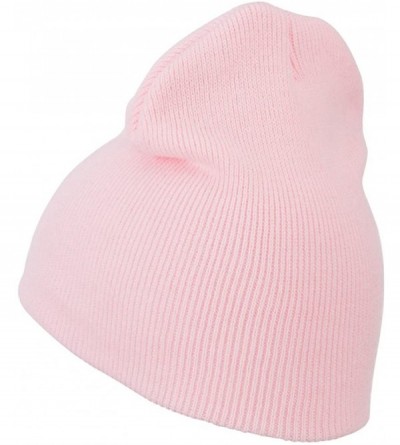 Skullies & Beanies Pink Ribbon Breast Cancer Embroidered Short Beanie - Pink - C411M6L26GT $23.46