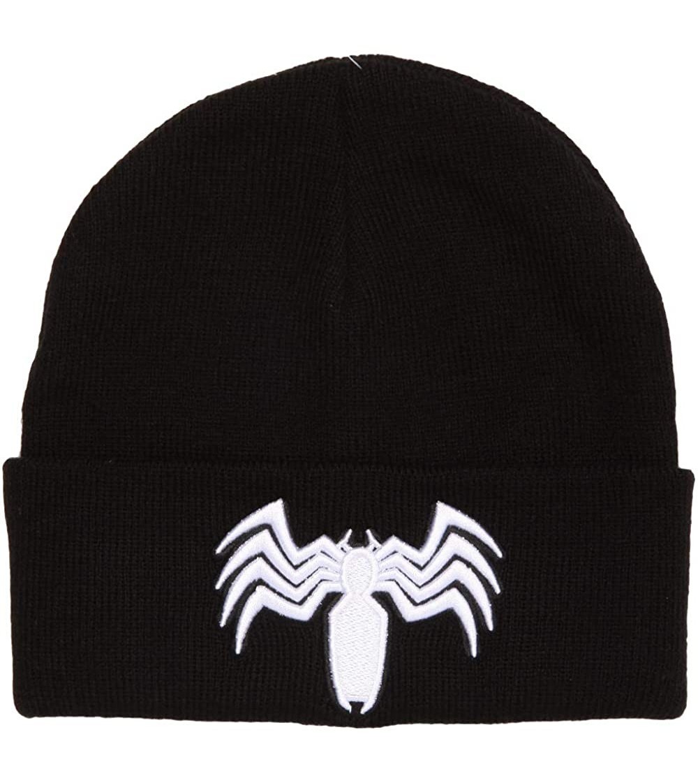 Skullies & Beanies Marvel Comics Venom Spider-Man Logo Cuffed Adult Beanie Black - CV18M0KU2SG $23.45