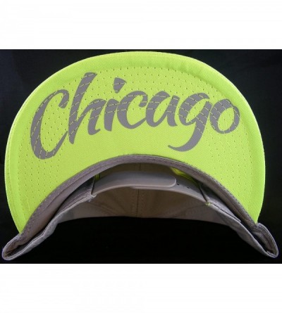Baseball Caps Chicago Script Men's Adjustable Snapback Baseball Caps - Green/Yellow - C717YD9SKTQ $14.56