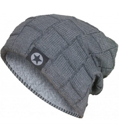Skullies & Beanies Men's Soft Lined Thick Wool Knit Skull Cap Winter Slouchy Beanies Hat - Gary - C51868ISY6C $9.44