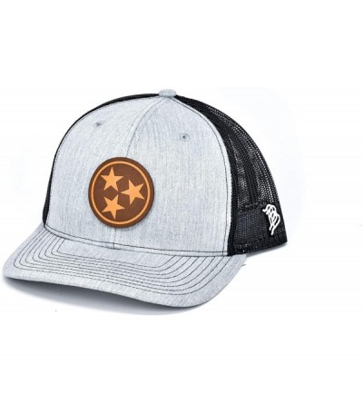 Baseball Caps Tennessee 'The Tristar' Leather Patch Hat Curved Trucker - Camo - C018IGQCNTN $27.98