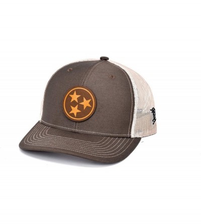 Baseball Caps Tennessee 'The Tristar' Leather Patch Hat Curved Trucker - Camo - C018IGQCNTN $27.98