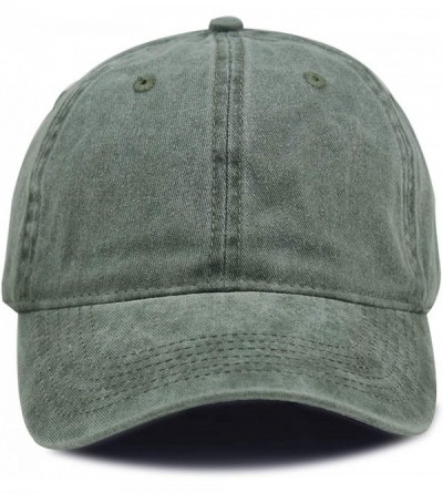 Baseball Caps Men Women Washed Distressed Twill Cotton Baseball Cap Vintage Adjustable Dad Hat - 1 Army Green Vintage - C917Y...