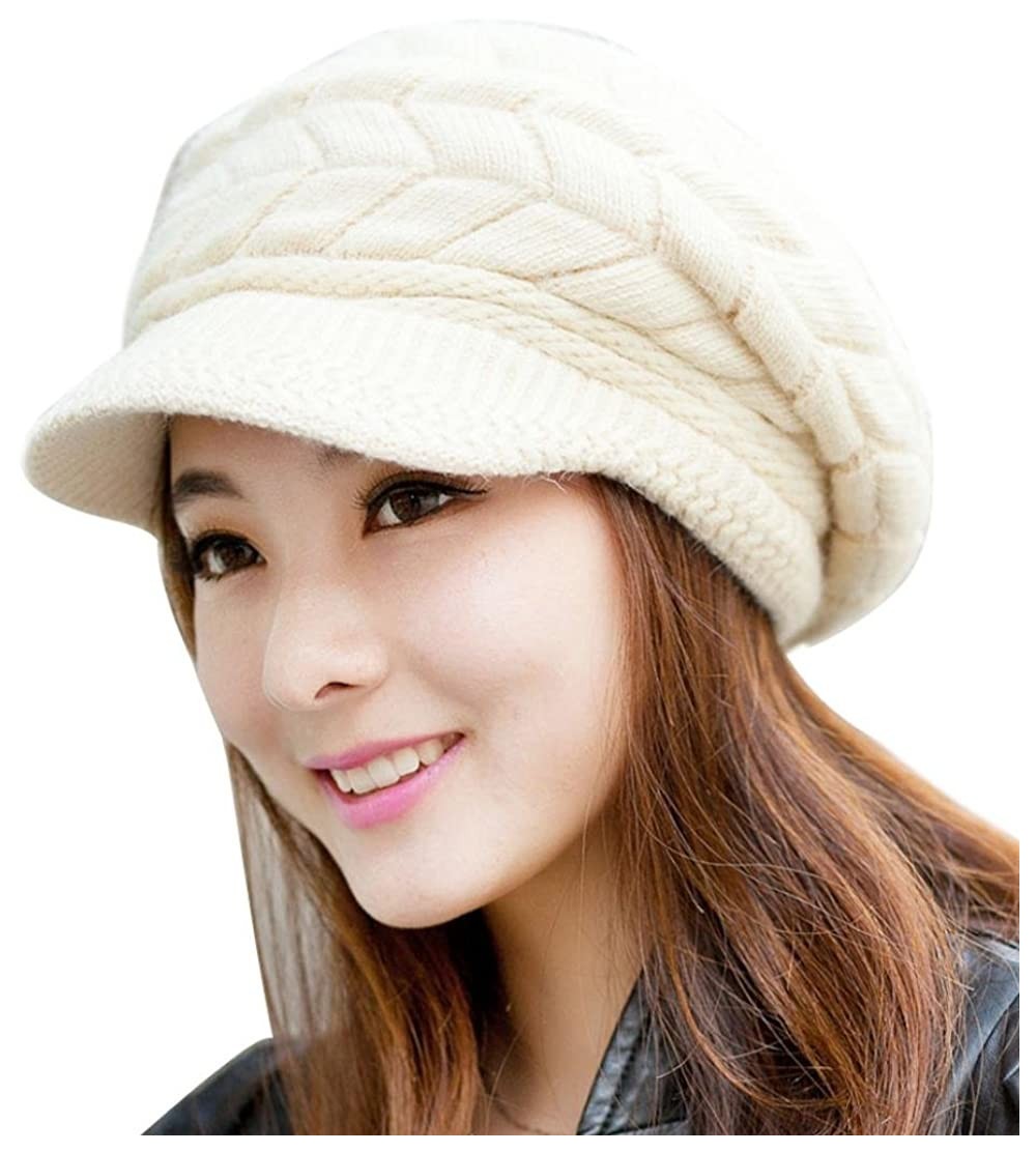 Skullies & Beanies Hats for Women- Fashion Women Hat Winter Skullies Beanies Knitted Hats Cap - Beige - C11886UCA80 $13.52