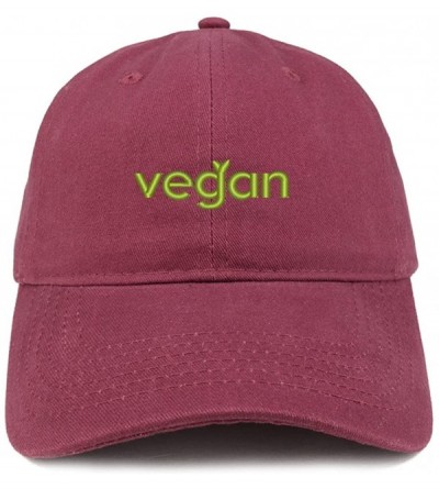 Baseball Caps Vegan Embroidered Low Profile Brushed Cotton Cap - Maroon - CA188TGK3KT $14.49