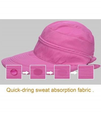 Sun Hats Women UPF 50 UV Sun Protection Convertible 2 in 1 Visor Beach Golf Hat - Dark Blue - CG18038H2NU $10.51