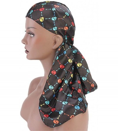 Skullies & Beanies Print Silky Durags Turban Silk Du Rag Waves Caps Headwear Do Doo Rag for Women Men - Tjm-05k-4 - C2197W7ZE...
