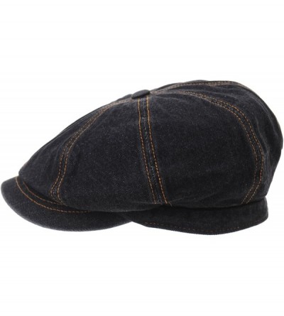 Newsboy Caps Denim Cotton Newsboy Hat Baker Boy Beret Flat Cap KR3613 - Black - CU183GGKQZO $27.99
