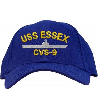 Baseball Caps USS Essex CVS-9 Embroidered Pro Sport Baseball Cap - Royal - C31833GEN8K $13.86