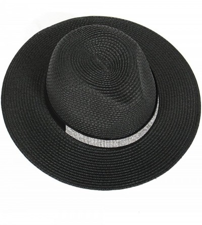 Sun Hats Beach Sun Hats for Women Large Sized Paper Straw Wide Brim Summer Panama Fedora - Sun Protection - C018ERCEG7E $14.86
