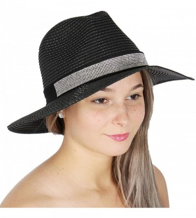 Sun Hats Beach Sun Hats for Women Large Sized Paper Straw Wide Brim Summer Panama Fedora - Sun Protection - C018ERCEG7E $14.86