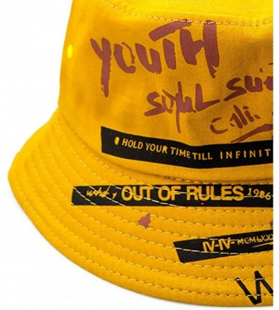 Bucket Hats Bucket Hat-Unisex 100% Cotton Packable Summer Caps Youth hat Size Free Summer Travel Bucket Hat - Style A-yellow ...