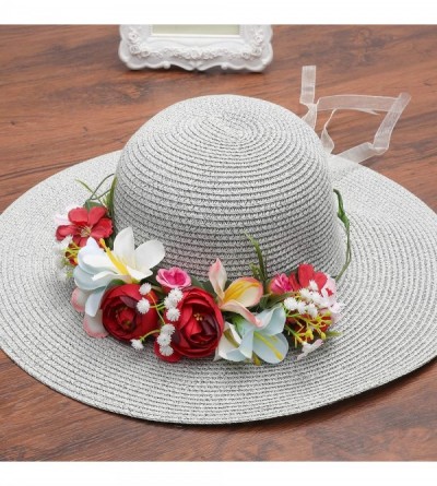 Headbands Adjustable Flower Crown Headband - Flower Headband for Women Girl Floral Festival Wedding Party Wreath - Red - CE18...