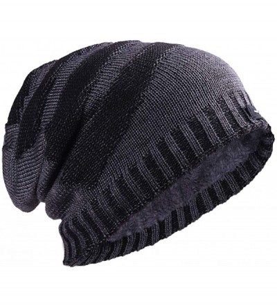 Skullies & Beanies Men Slouchy Knit Beanie Winter Hat with Fleece Thick Scarf Sets - Grey - CD192C269NS $15.32