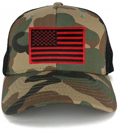 Baseball Caps US American Flag Embroidered Iron on Patch Adjustable Camo Trucker Cap - WWB - Black Red Patch - CR12N3445BX $1...